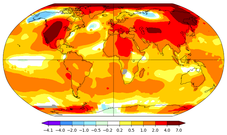 Land-Ocean Temperature Index anomaly, January–March 2026, relative to 1951–1980 baseline